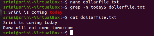 grep with dollar