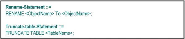 Syntax for rename and truncate