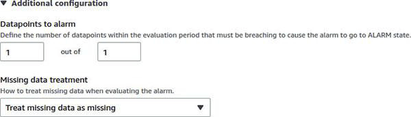 Additional configuration AWS alarm
