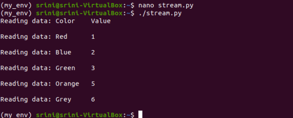 Streaming data Python logic with for-loop