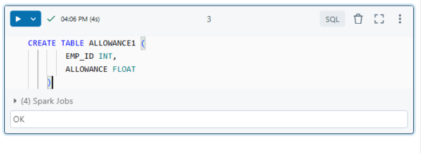 Creating table allowance1